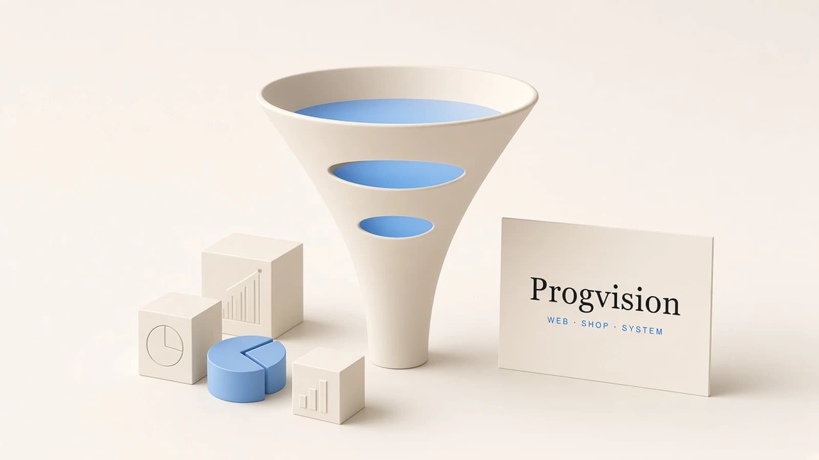 Conversion-Analytics und Funnel im hellen Studio