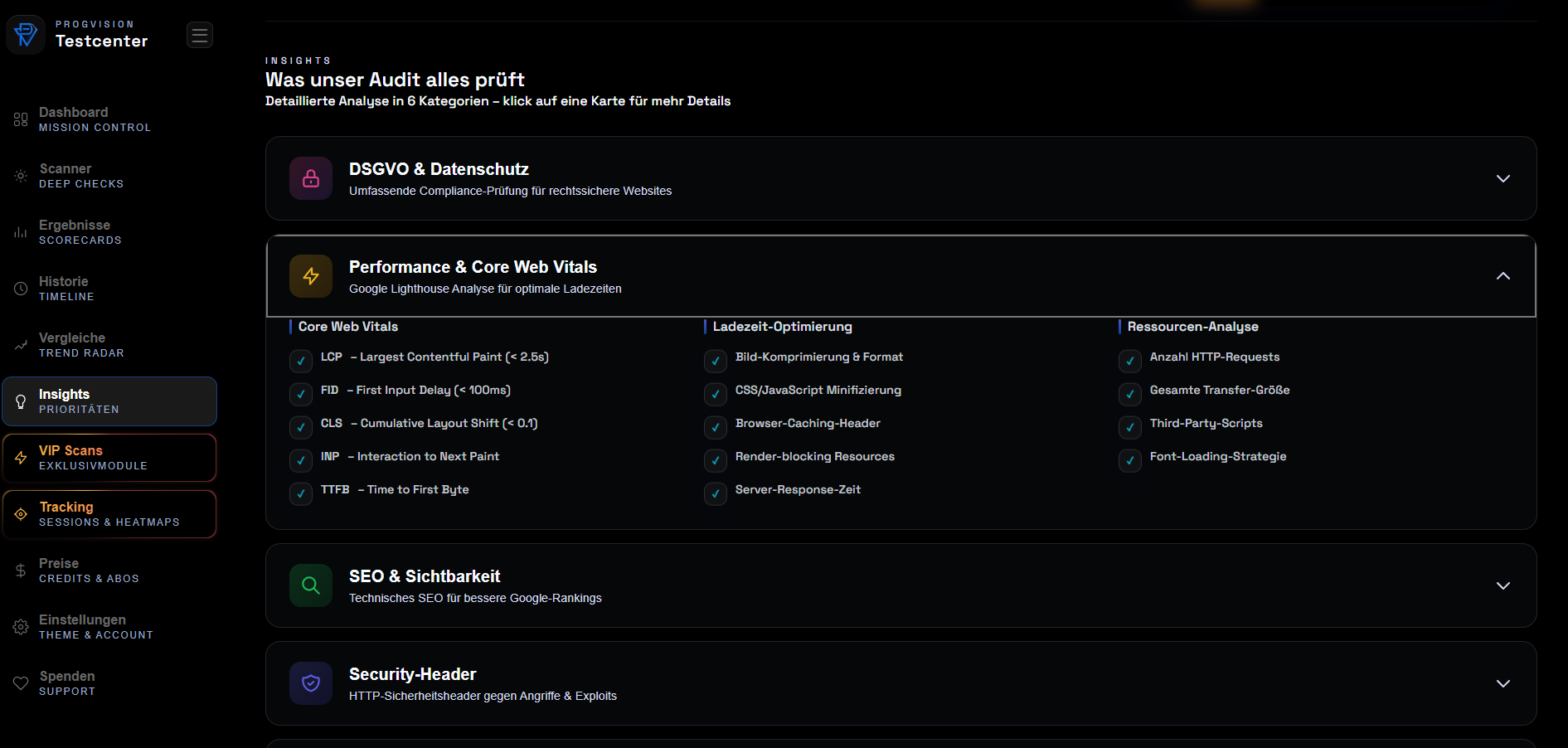 Was der Scanner alles abdeckt Screenshot