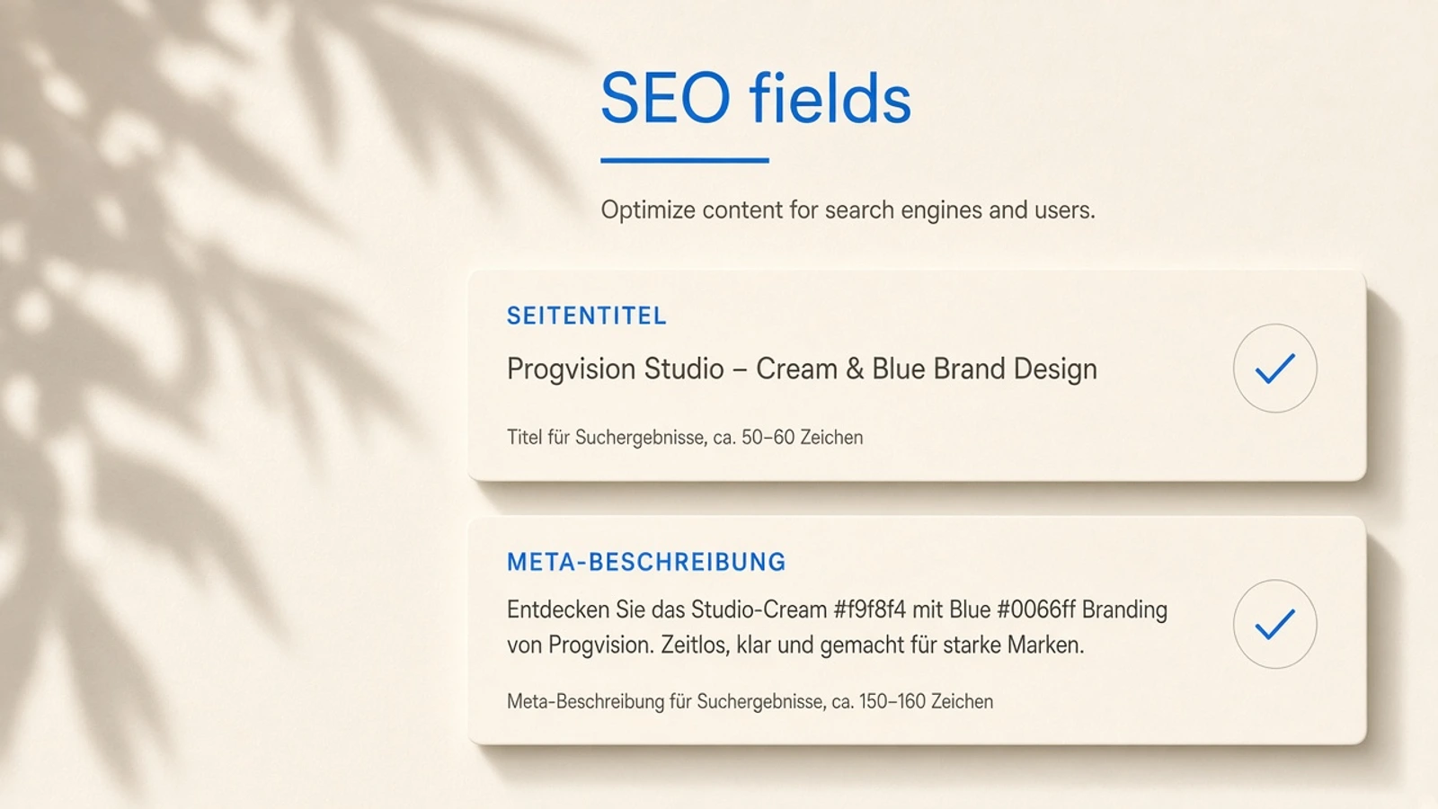Strukturierte CMS-Felder für Content und SEO