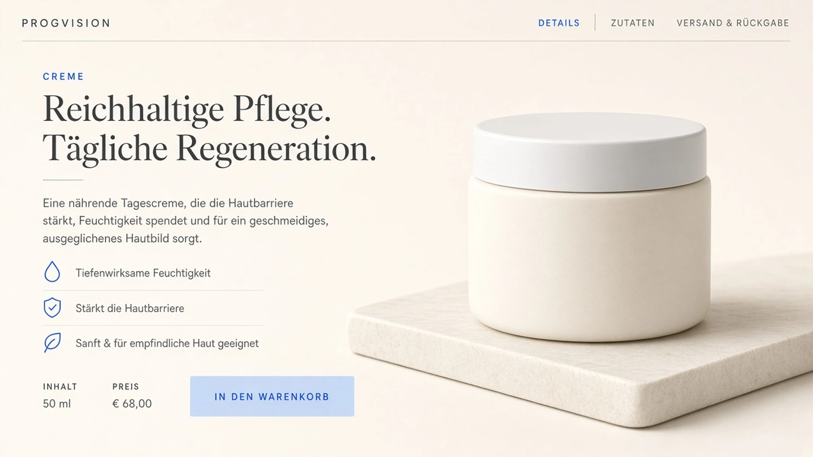 Produktseite mit klarer Conversion-Struktur